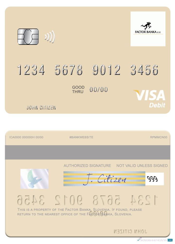 Download Slovenia Factor banka visa debit card Photoshop template